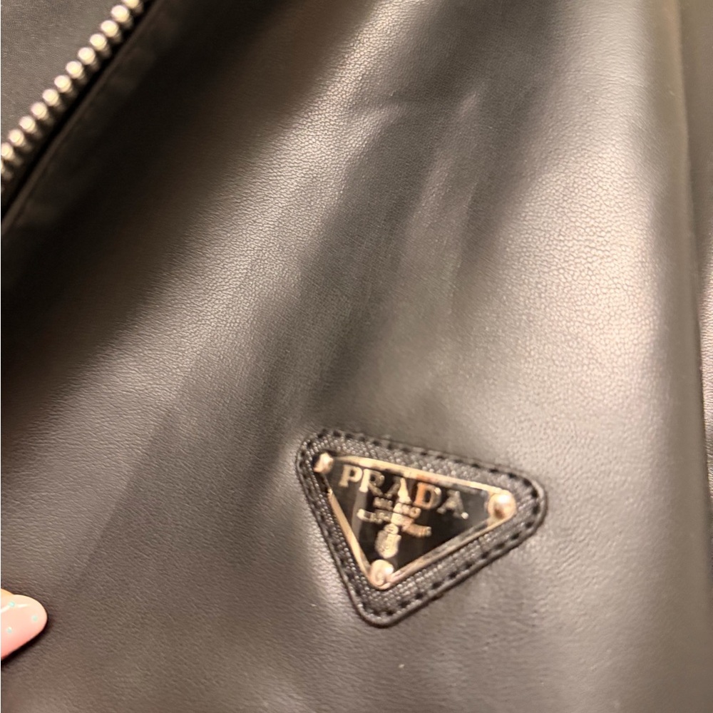 Prada Black Nappa Leather Collar Zip Jacket - Picture 5 of 11
